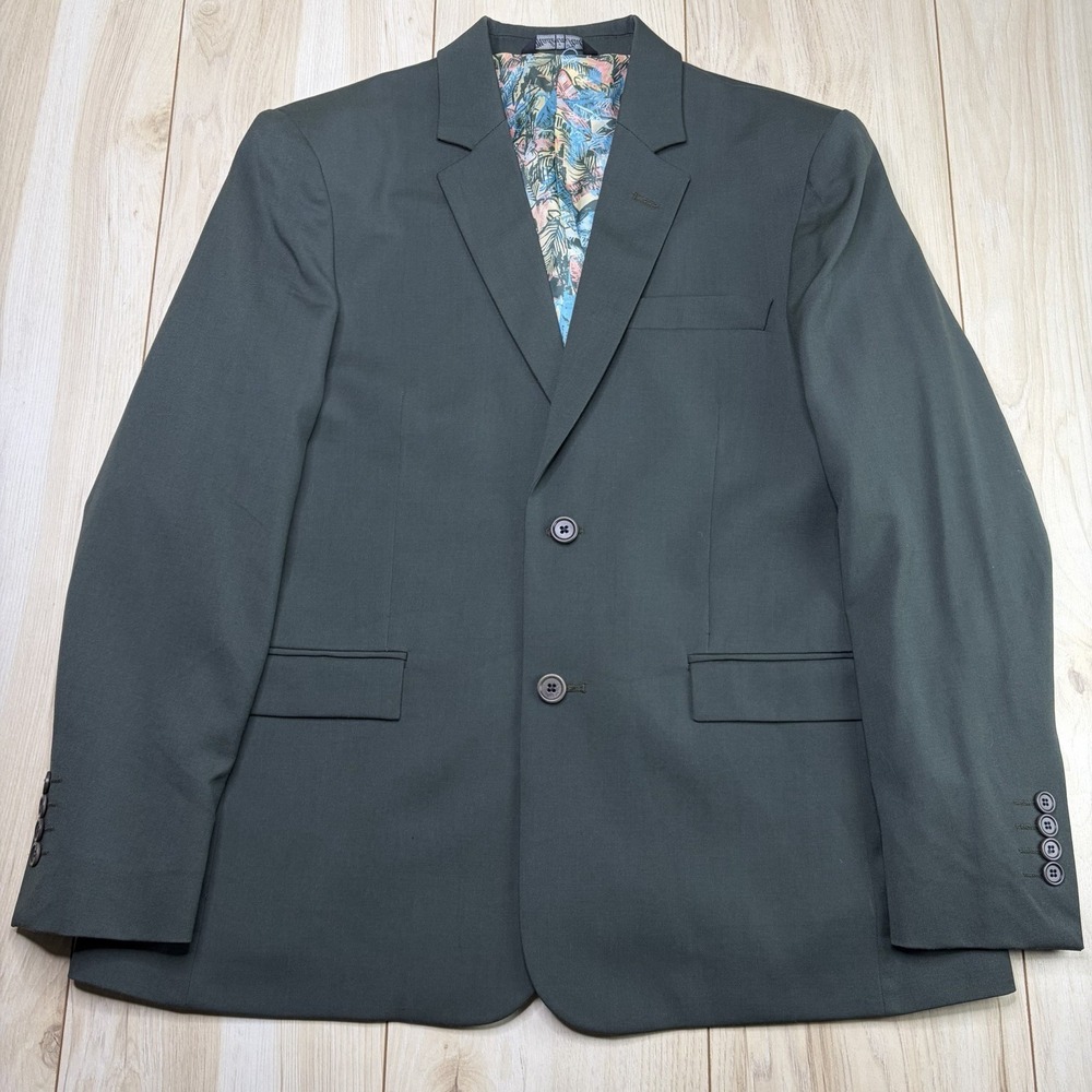 Kirrin Finch Blazer Size XL Green Twill Wool Sport Coat Made In Italy